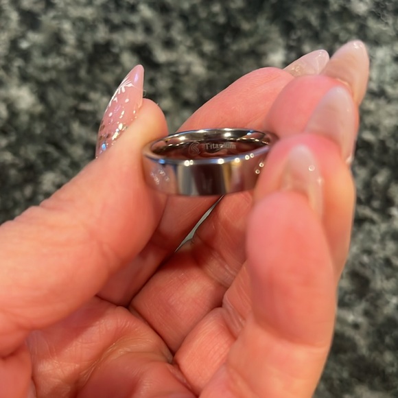 6mm Titanium Wedding Band Masonic Ring Square and Compass Symbol Flat - Picture 7 of 9